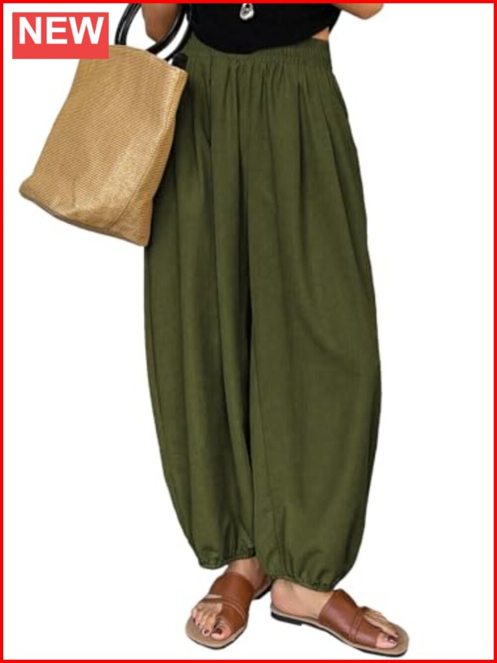 Casual High Waisted Boho Harem Pants with Pockets